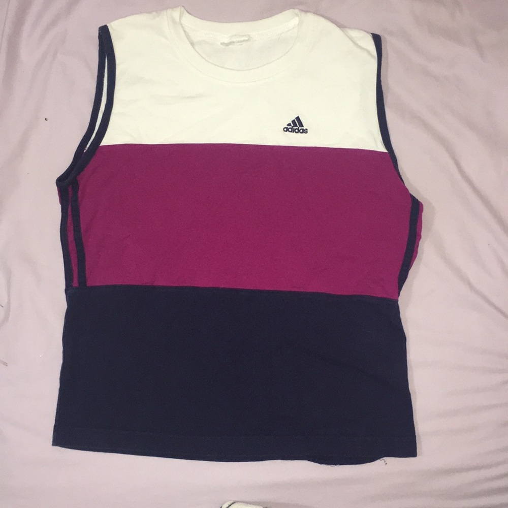 💜•ADIDAS TANK TOP PINK WHITE AND PURPLE•💜